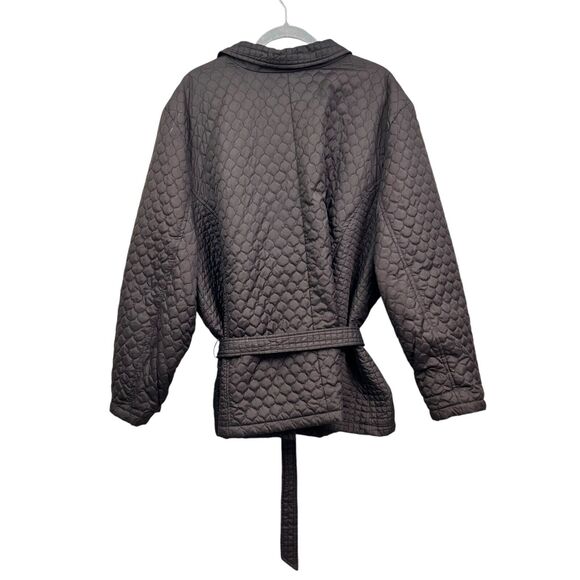 Caren Sport Womens Quilted Jacket Collared Belted Lined Pockets Brown Plus Sz 3x - Picture 4 of 6